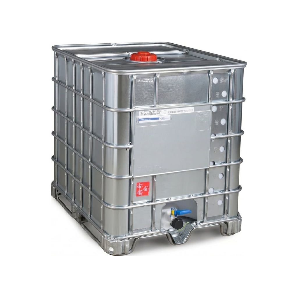 REKO IBC kontejner 1000 l — kovová paleta, DN 80, oplechovaná klec
